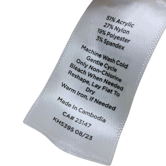 Talbots Sweater Women's Medium Petite Cream Ivory Pointelle Crew Neck Classic - Picture 7 of 8